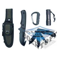 Мультитул с карабином, фонариком, ножом с фиксированным лезвием, мини-мультитулом на 3 лезвия в тканевом чехле, 21,5/10 см, MFH