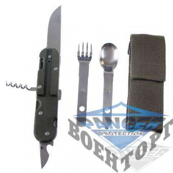Мультитул складной со столовыми приборами 3 в 1 с тканевым чехлом, MFH - 2589817