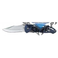 Нож Folding knife , one hand, blue , slotted handle , belt clip