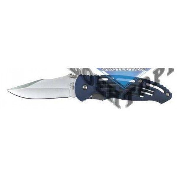 Нож Folding knife , one hand, blue , slotted handle , belt clip - 2589978