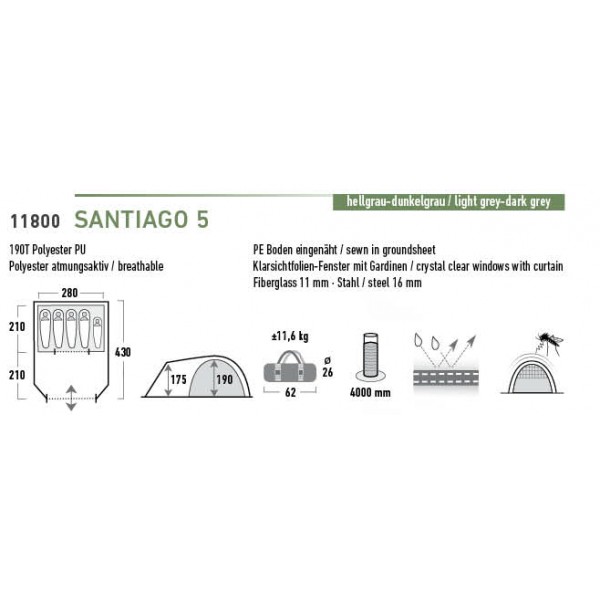 Палатка High Peak Santiago 5 Gray - 2590444 Палатка High Peak Santiago 5 Gray - 2590444