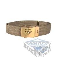 Пояс брючний WEB BELT лого USMC хакі (бавовна, 3 см, метал. пряжка)