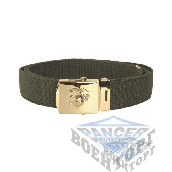 Пояс брючный WEB BELT лого USMC олива (хлопок, 3 см, метал. пряжка) - 2591073