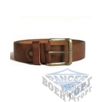 Пояс кожаный коричневый (оцинк. пряжка, 4 см)