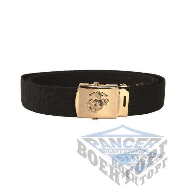 Пояс брючний WEB BELT лого USMC чорний (бавовна, 3 см, метал. пряжка) - 2591098
