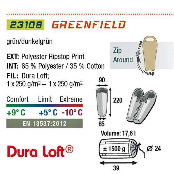 Спальний мішок High Peak Greenfield / +5&"#176;C (Right) - 2591830
