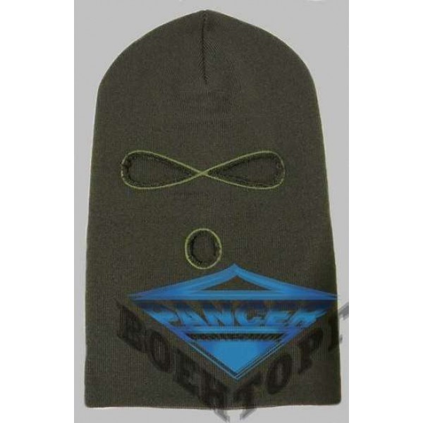 Шапка феска (балаклава) вязаная хаки, 3 отверстия - 2593144