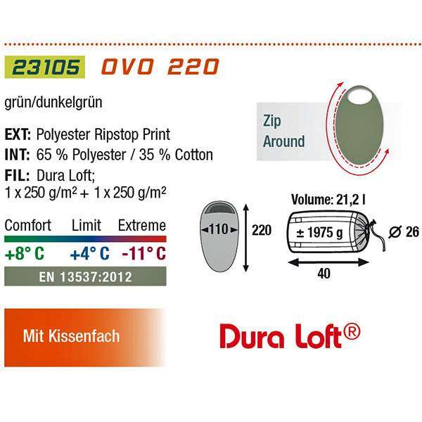 Спальний мішок High Peak OVO 220 / +4&"#176;C (Right) - 2966265 Спальний мішок High Peak OVO 220 / +4&"#176;C (Right) - 2966265