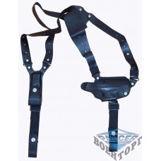 Кобура оперативная кожаная трехслойная формованная (Р88) с кожаным креплением и подсумки под магазин