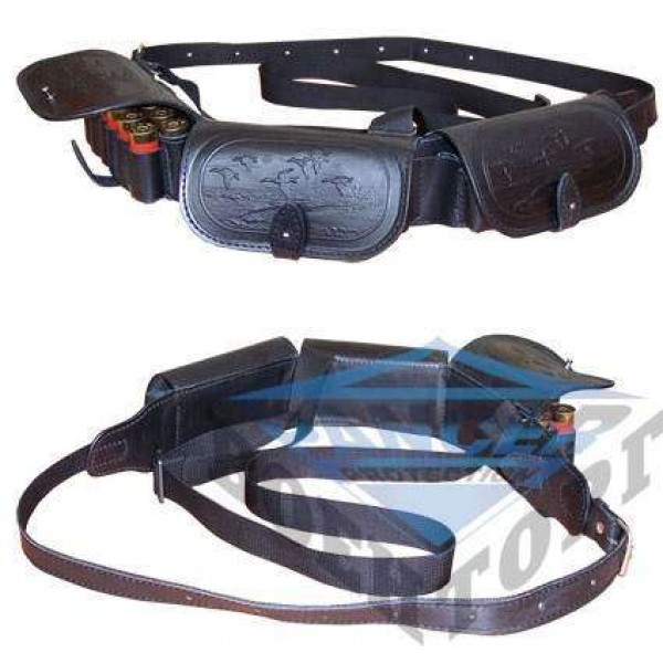 Патронташ кожаный двухрядные с тиснением 12 к * 36 патр. - 2996818