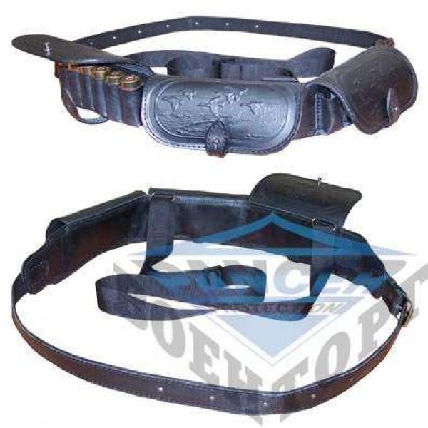 Патронташ кожаный однорядный с тиснением 12 к * 18 патр. - 2996823