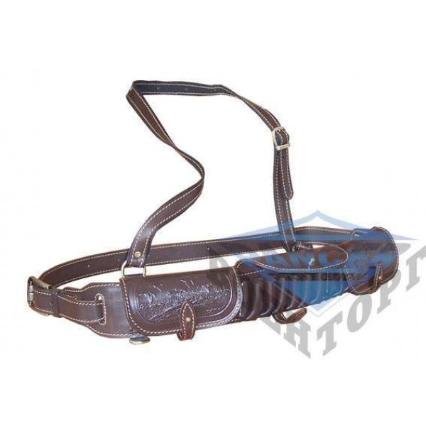 Патронташ кожаный однорядный с тиснением 12 к * 18 патр. Подарочный - 2996824