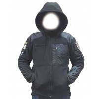 Чорна кофта фліс тактика Ведмідь на ХУТРІ 450гр/м