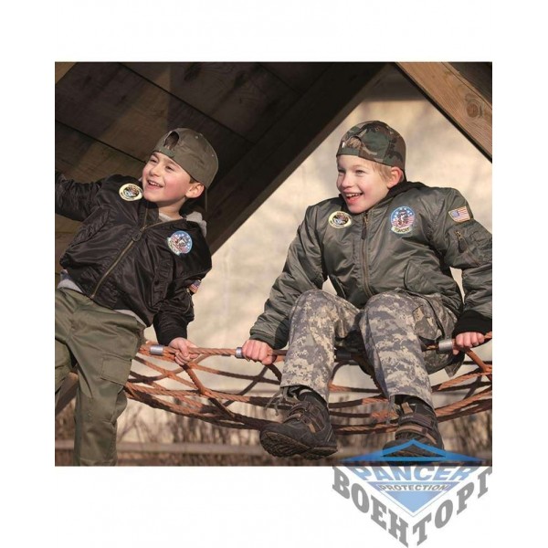 Куртка летная детская MA1 KIDS FLIGHT JACKET W. PATCHES черная - 3219054