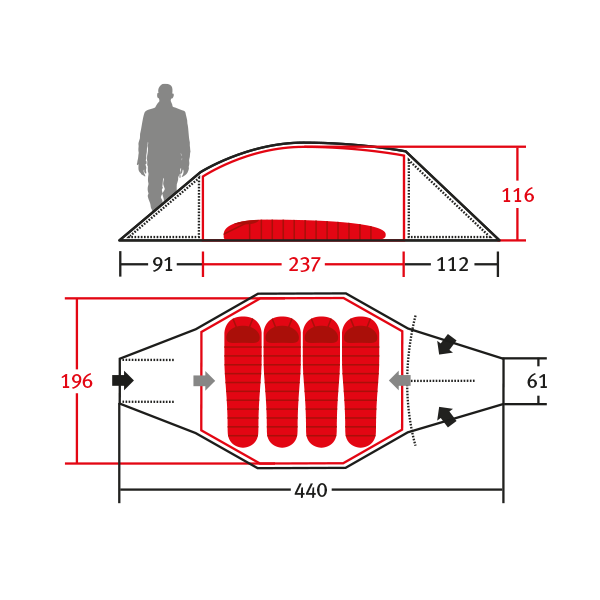 Намет Wechsel Precursor 4 Unlimited (Green)+ килимок надувний 4шт - 3297984 Намет Wechsel Precursor 4 Unlimited (Green)+ килимок надувний 4шт - 3297984