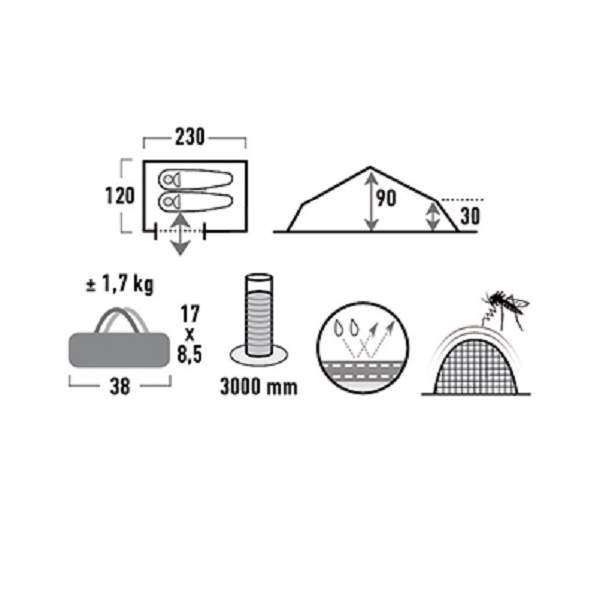Палатка High Peak Siskin 2 (Green/Red) - 3298003 Палатка High Peak Siskin 2 (Green/Red) - 3298003