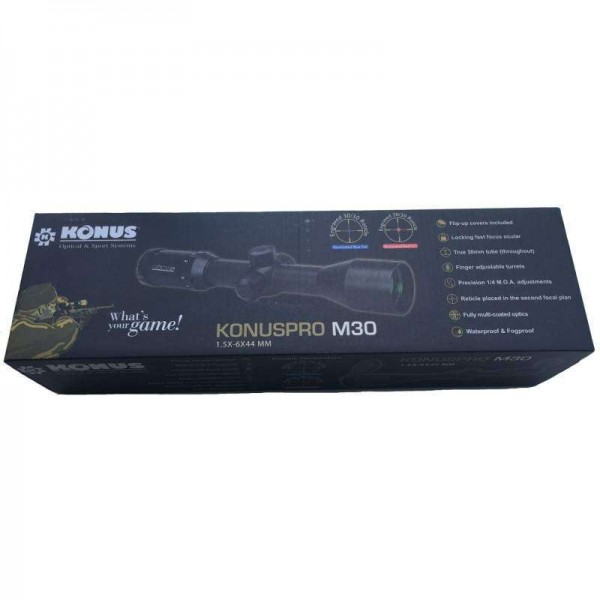 Приціл KonusPro M-30 1,5-6x44 (Duplex, трубка 30мм, червона / синя підсвітка точки) - 3345387 Приціл KonusPro M-30 1,5-6x44 (Duplex, трубка 30мм, червона / синя підсвітка точки) - 3345387