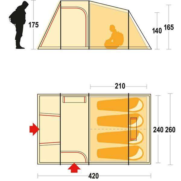 Палатка Ferrino Meteora 4 Brick Red - 3372031 Палатка Ferrino Meteora 4 Brick Red - 3372031