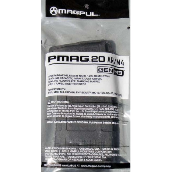 Magpul PMAG 20 AR/M4 GEN M3 5.56x45 Black - 3376071 Magpul PMAG 20 AR/M4 GEN M3 5.56x45 Black - 3376071