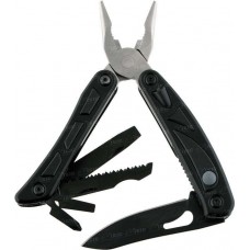 Мультиинструмент PARTNER H2086-1. 6 инструментов; 2 фонаря. Цвет - черный