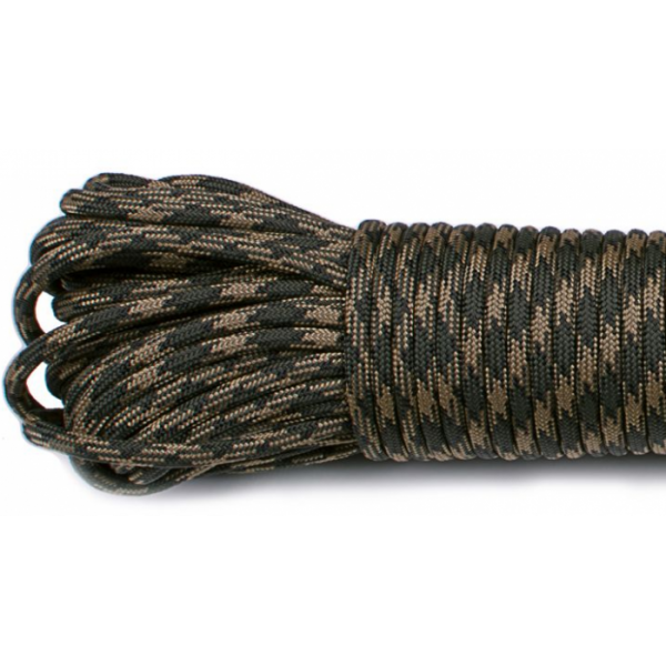 Паракорд Type III 550, Зелено-коричневий з чорною ниткою 10м - 3391931