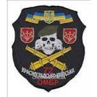 Шеврон 72 Красноградско-Київська ОМБР (череп гармати) чорний