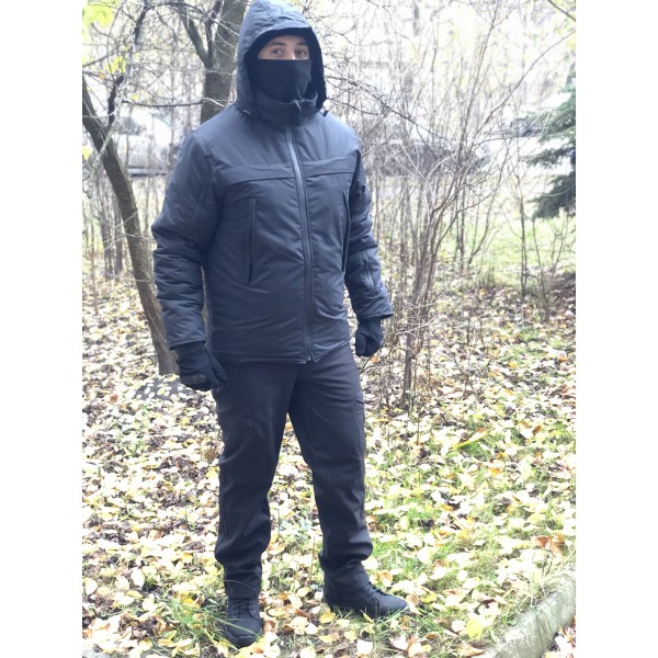Костюм зимний тактика ветровлагозащитный черный - 3557631