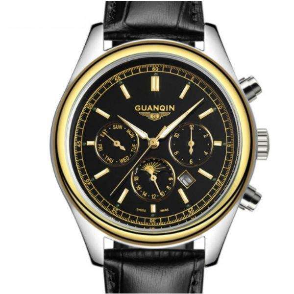 Часы Guanqin Gold-Black-Black GQ12002-1A CL - 3487456