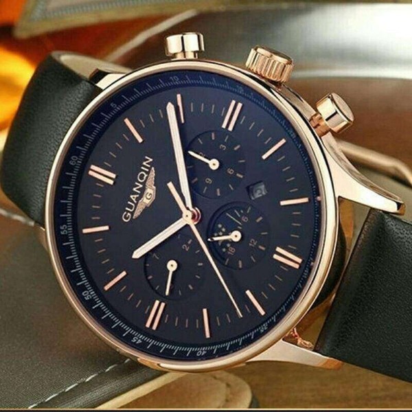 Часы Guanqin Gold-Black-Black GQ12003 CL - 3487457