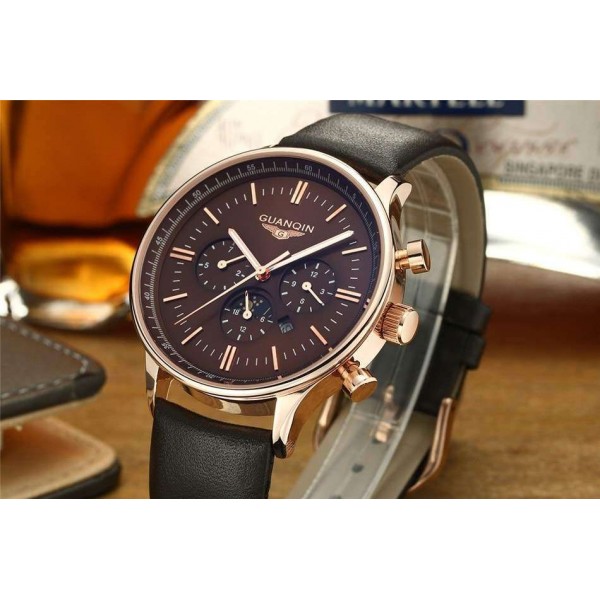 Часы Guanqin Gold-Brown-Brown GQ12003 CL - 3487498