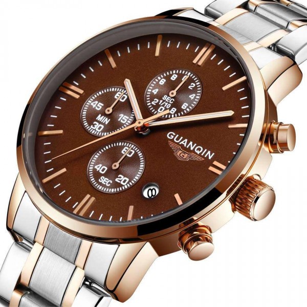 Часы Guanqin Gold-Brown-SilverGold GQ12006-A CS - 3487504