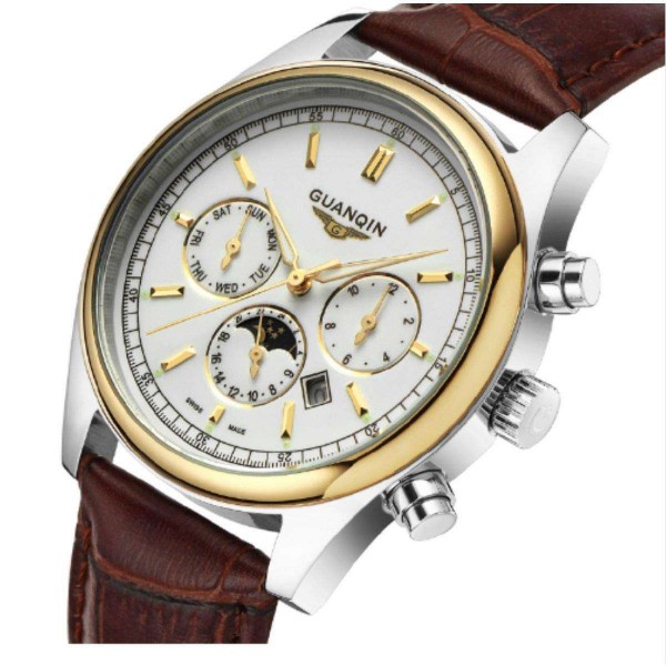 Часы Guanqin Gold-White-Brown GQ12002-1A CL - 3487563