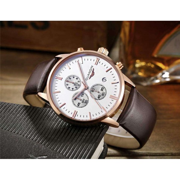 Часы Guanqin Gold-White-Brown GQ12006-A CL - 3487571