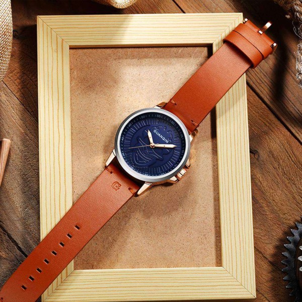 Часы Guanqin Silver-Blue-Brown GS19077 CL - 3487611