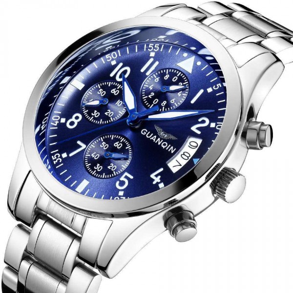 Часы Guanqin Silver-Blue-Silver GS19064 CS - 3487615