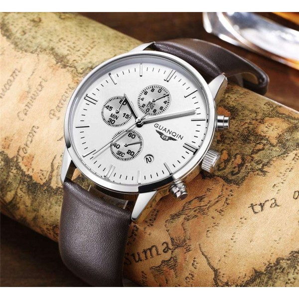 Часы Guanqin Silver-White-Brown GQ12006-A CL - 3487637