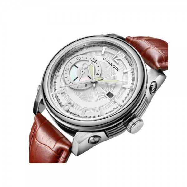 Часы Guanqin Silver-White-Brown GS19027 CL - 3487642