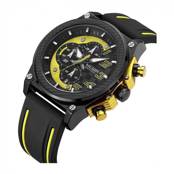 Годинник Megir Black Yellow Black MG2051 - 3487706