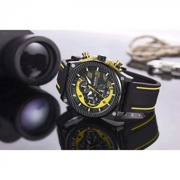 Годинник Megir Black Yellow Black MG2051 - 3487706