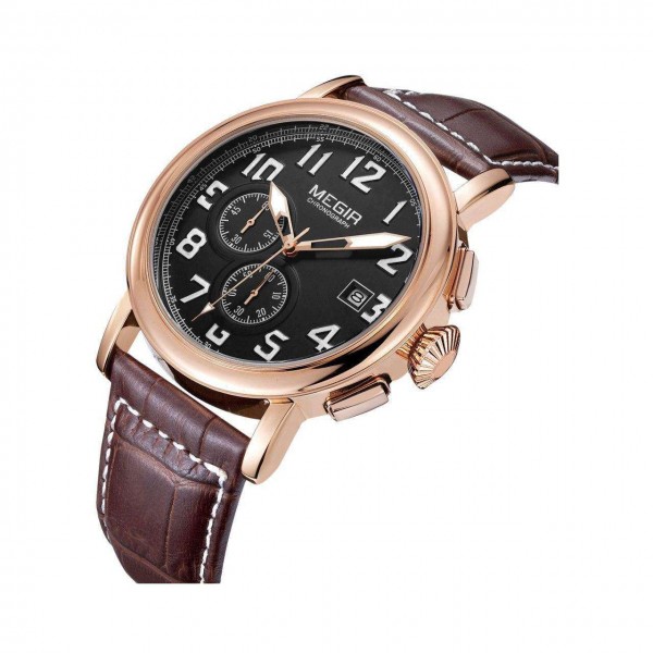 Годинник Megir Gold Black Brown MG2031 - 3487714