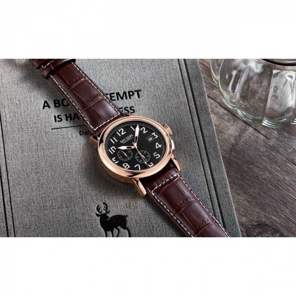 Годинник Megir Gold Black Brown MG2031 - 3487714