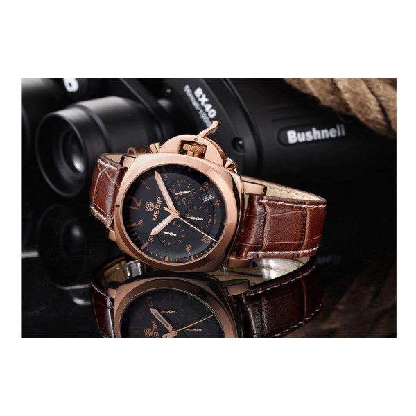 Годинник Megir Gold Black Brown MG3006 - 3487718