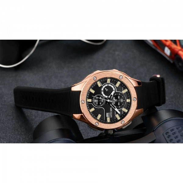 Годинник Megir Gold Black MG2053 - 3487721