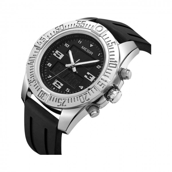 Часы Megir Silver Black MG2038 - 3487749