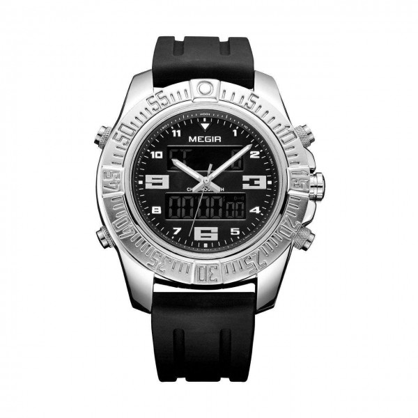 Часы Megir Silver Black MG2038 - 3487749