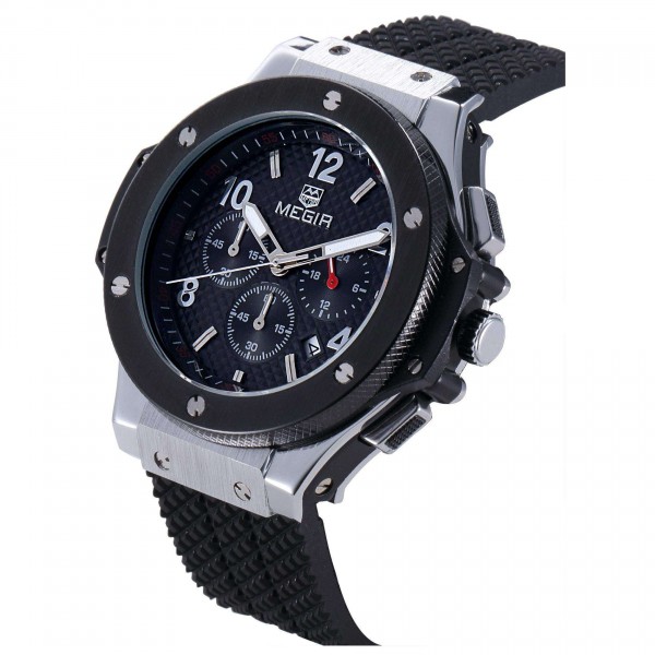 Годинник Megir Silver Black MG3002G - 3487758 Годинник Megir Silver Black MG3002G - 3487758