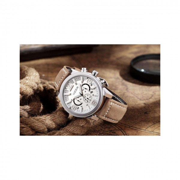 Годинник Megir Silver White Brown MG3010 - 3487785