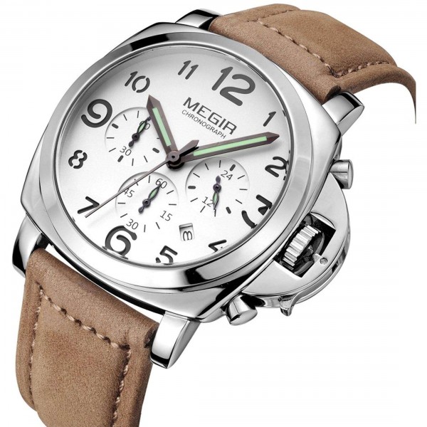 Годинник Megir Silver White Brown MG3406 - 3487795