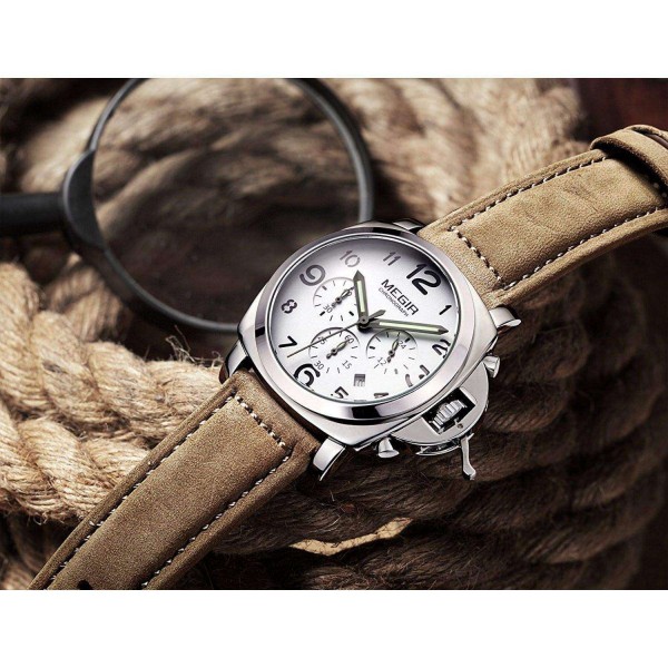 Годинник Megir Silver White Brown MG3406 - 3487795