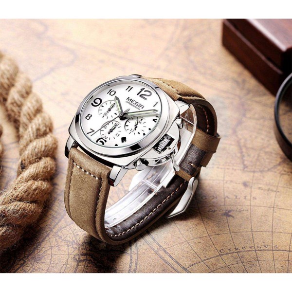 Годинник Megir Silver White Brown MG3406 - 3487795